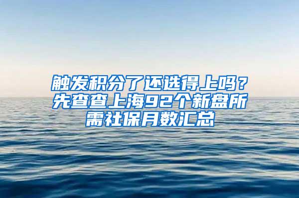 触发积分了还选得上吗？先查查上海92个新盘所需社保月数汇总