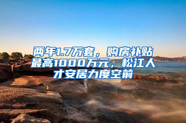 两年1.7万套，购房补贴最高1000万元，松江人才安居力度空前