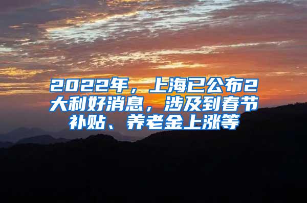 2022年，上海已公布2大利好消息，涉及到春节补贴、养老金上涨等