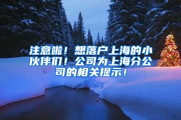 注意啦！想落户上海的小伙伴们！公司为上海分公司的相关提示！