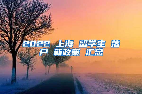 2022 上海 留学生 落户 新政策 汇总