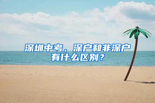 深圳中考，深户和非深户有什么区别？