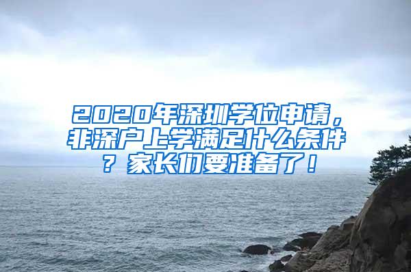 2020年深圳学位申请，非深户上学满足什么条件？家长们要准备了！