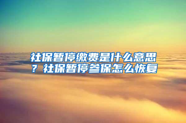 社保暂停缴费是什么意思？社保暂停参保怎么恢复