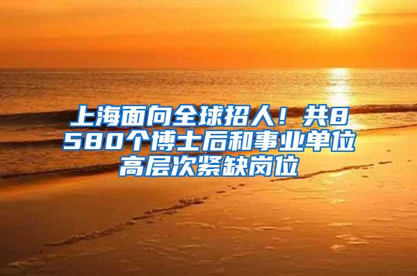 上海面向全球招人！共8580个博士后和事业单位高层次紧缺岗位