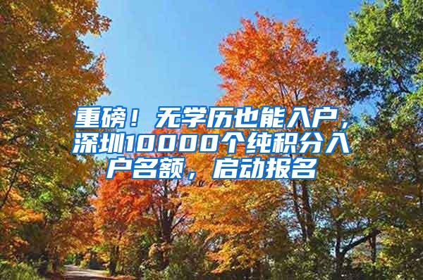 重磅！无学历也能入户，深圳10000个纯积分入户名额，启动报名