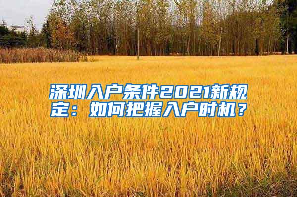 深圳入户条件2021新规定：如何把握入户时机？