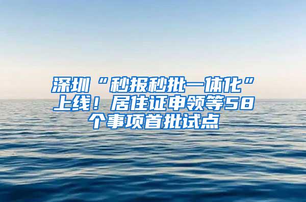 深圳“秒报秒批一体化”上线！居住证申领等58个事项首批试点