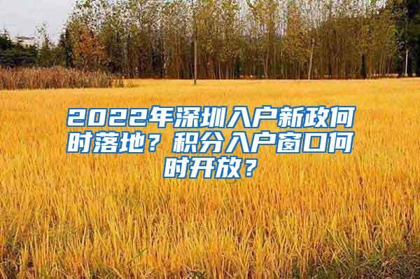 2022年深圳入户新政何时落地？积分入户窗口何时开放？