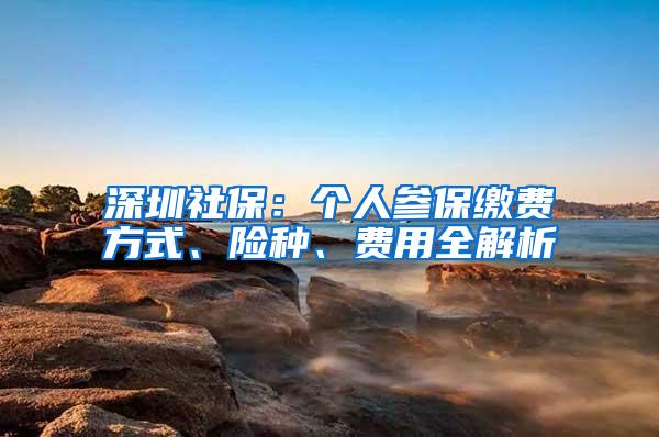 深圳社保：个人参保缴费方式、险种、费用全解析