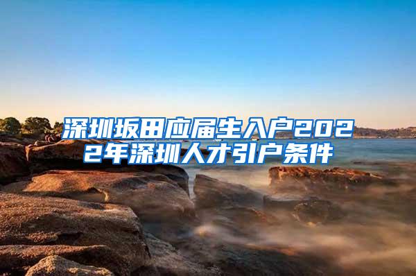 深圳坂田应届生入户2022年深圳人才引户条件