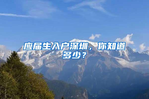 应届生入户深圳，你知道多少？