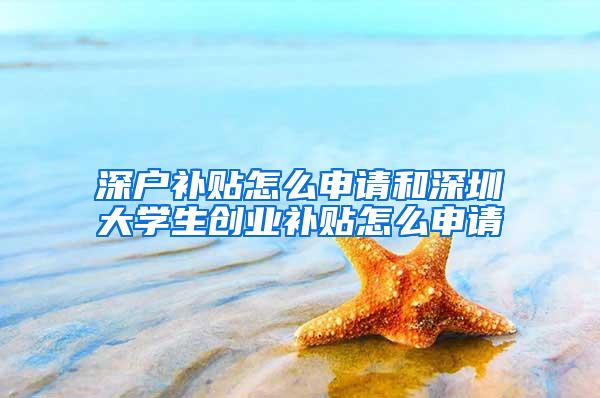 深户补贴怎么申请和深圳大学生创业补贴怎么申请