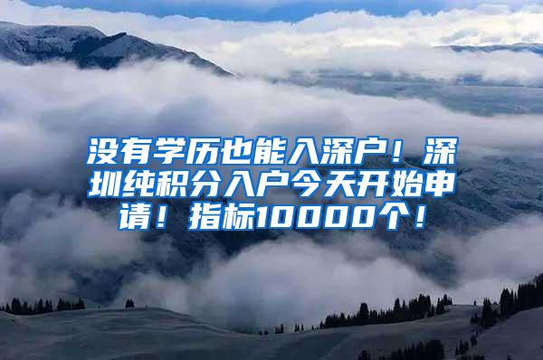 没有学历也能入深户！深圳纯积分入户今天开始申请！指标10000个！