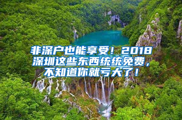 非深户也能享受！2018深圳这些东西统统免费，不知道你就亏大了！