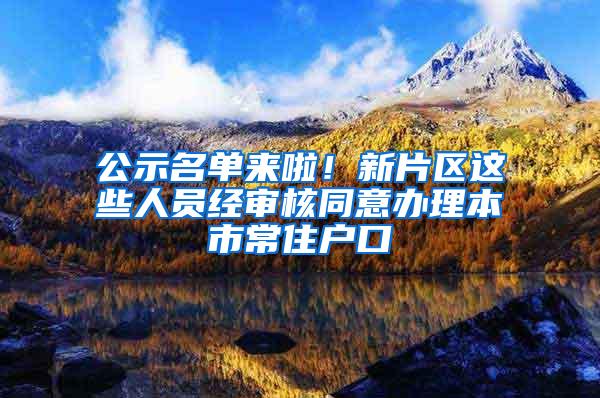 公示名单来啦！新片区这些人员经审核同意办理本市常住户口