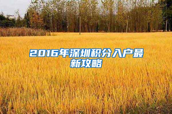 2016年深圳积分入户最新攻略