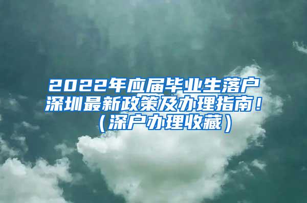 2022年应届毕业生落户深圳最新政策及办理指南！（深户办理收藏）