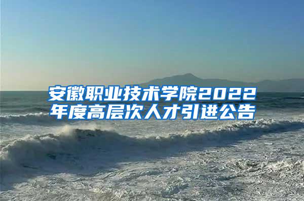 安徽职业技术学院2022年度高层次人才引进公告