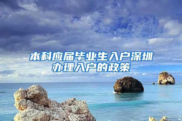 本科应届毕业生入户深圳办理入户的政策