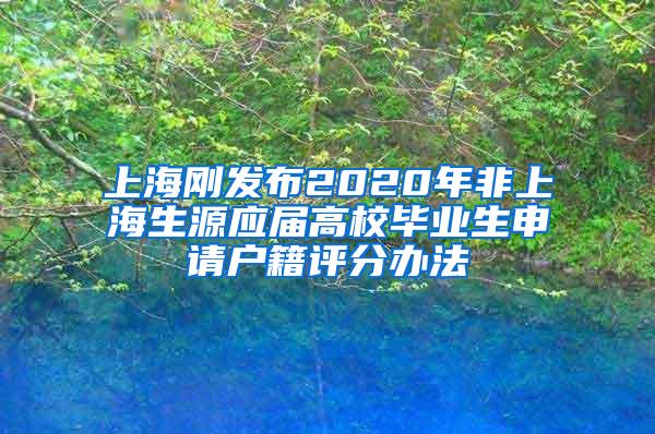 上海刚发布2020年非上海生源应届高校毕业生申请户籍评分办法