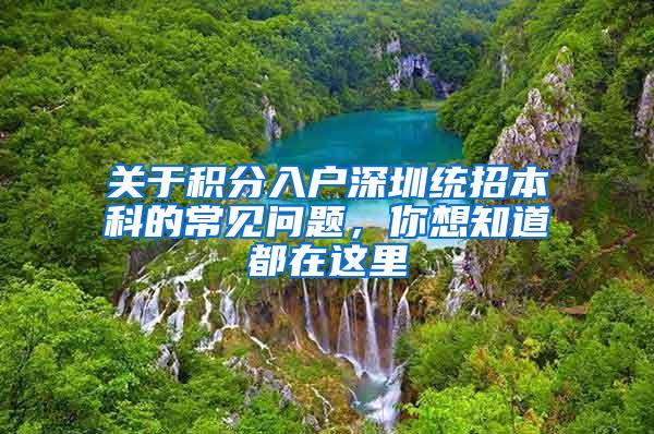 关于积分入户深圳统招本科的常见问题，你想知道都在这里