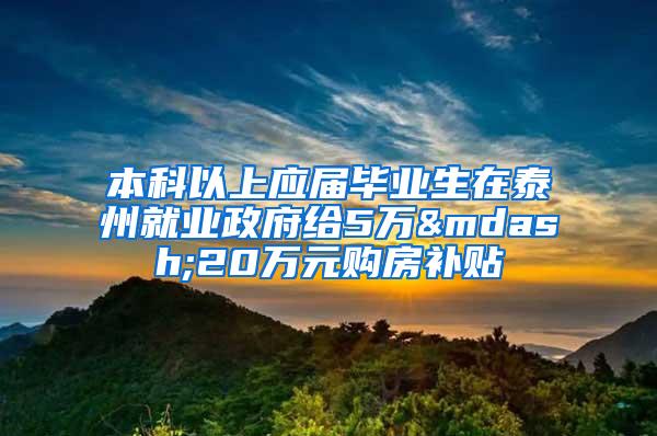 本科以上应届毕业生在泰州就业政府给5万—20万元购房补贴