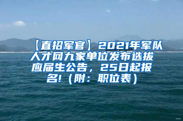 【直招军官】2021年军队人才网九家单位发布选拔应届生公告，25日起报名!（附：职位表）