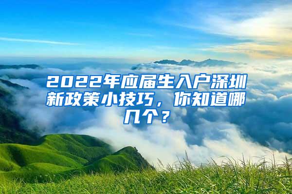 2022年应届生入户深圳新政策小技巧，你知道哪几个？