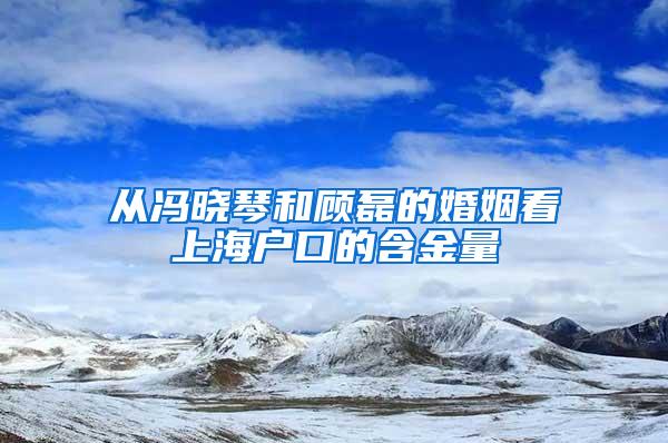 从冯晓琴和顾磊的婚姻看上海户口的含金量