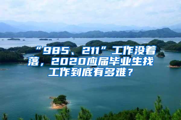 “985、211”工作没着落，2020应届毕业生找工作到底有多难？