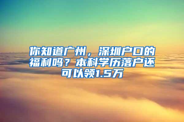 你知道广州，深圳户口的福利吗？本科学历落户还可以领1.5万