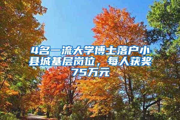 4名一流大学博士落户小县城基层岗位，每人获奖75万元