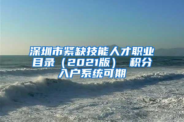 深圳市紧缺技能人才职业目录（2021版） 积分入户系统可期