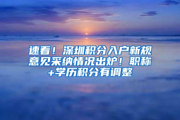 速看！深圳积分入户新规意见采纳情况出炉！职称+学历积分有调整