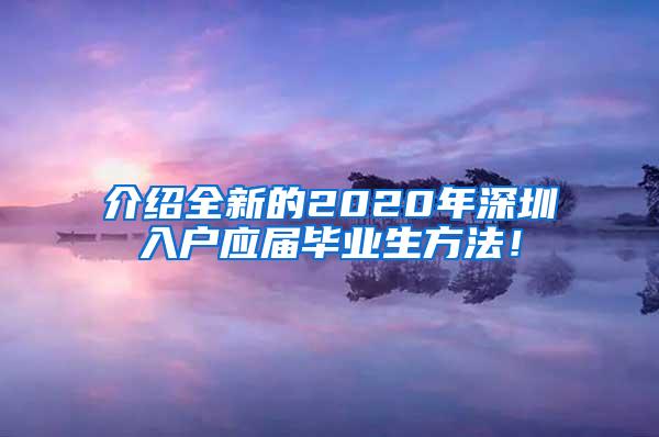 介绍全新的2020年深圳入户应届毕业生方法！