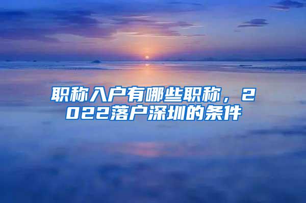 职称入户有哪些职称，2022落户深圳的条件