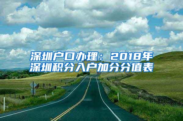 深圳户口办理：2018年深圳积分入户加分分值表