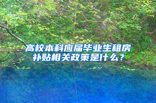 高校本科应届毕业生租房补贴相关政策是什么？