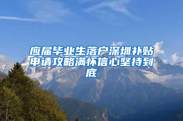 应届毕业生落户深圳补贴申请攻略满怀信心坚持到底