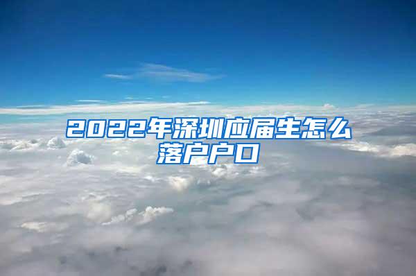 2022年深圳应届生怎么落户户口