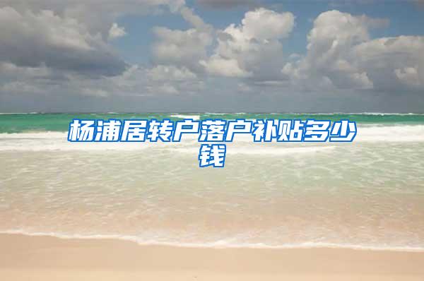 杨浦居转户落户补贴多少钱