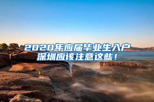 2020年应届毕业生入户深圳应该注意这些！