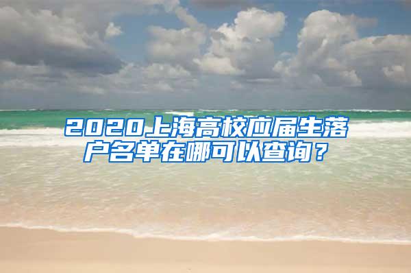 2020上海高校应届生落户名单在哪可以查询？