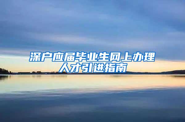 深户应届毕业生网上办理人才引进指南