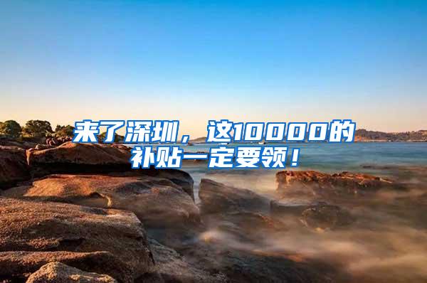 来了深圳，这10000的补贴一定要领！