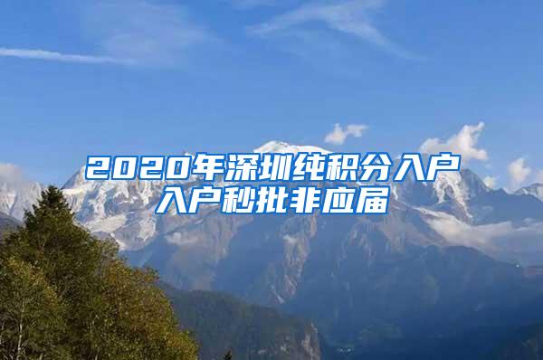 2020年深圳纯积分入户入户秒批非应届