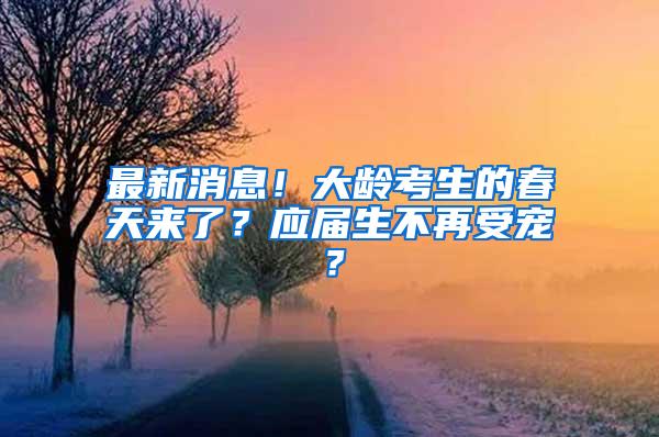 最新消息！大龄考生的春天来了？应届生不再受宠？