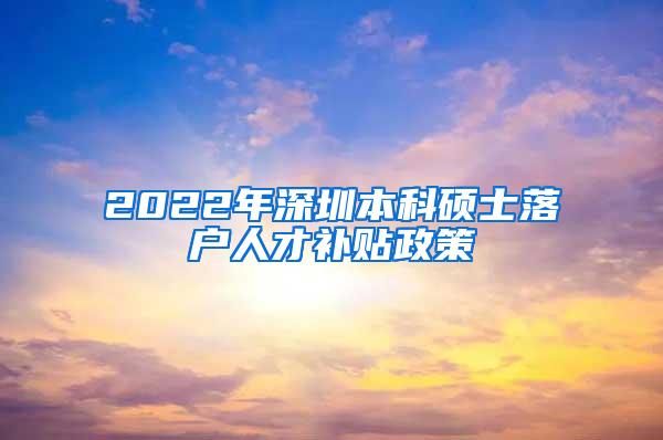 2022年深圳本科硕士落户人才补贴政策