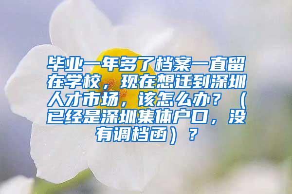 毕业一年多了档案一直留在学校，现在想迁到深圳人才市场，该怎么办？（已经是深圳集体户口，没有调档函）？